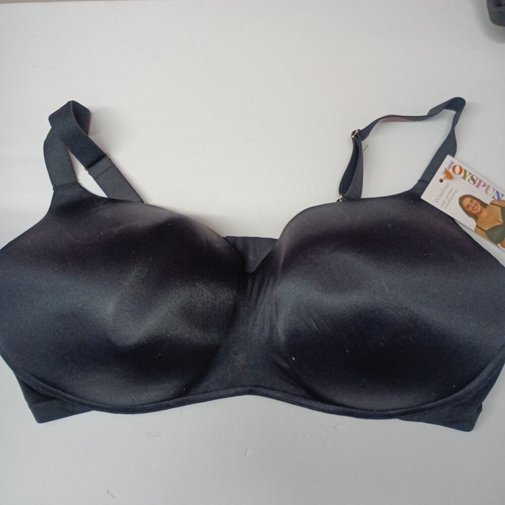 Joyspun Plus Wirefree Full Coverage Bra Women's Size 44DDD‎ Black Smooth Wings